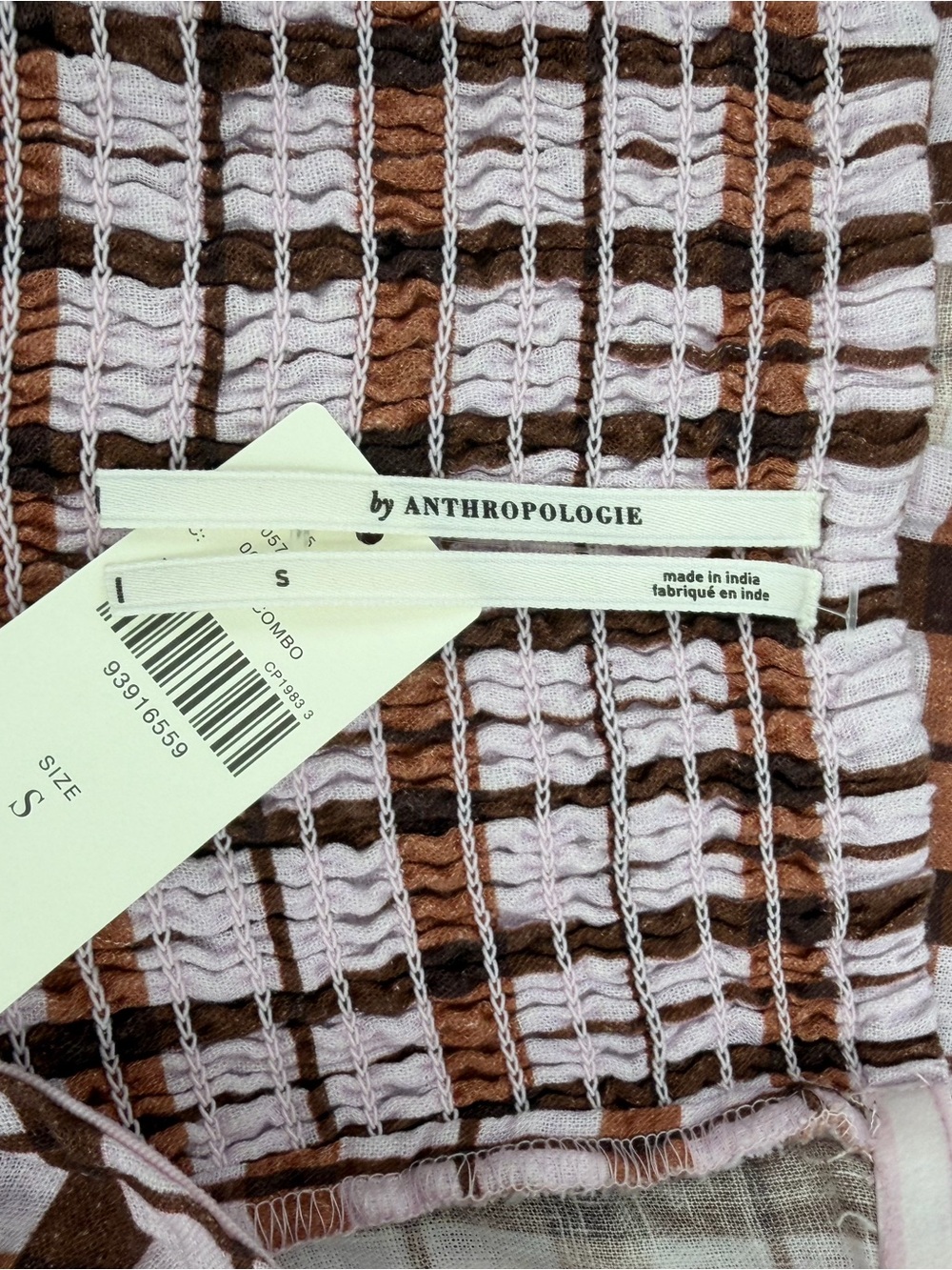 Anthropologie Brown & Cream Plaid Strapless Midi - Picture 5 of 10
